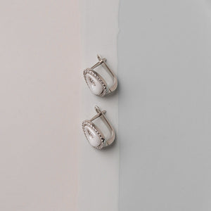 Срібні сережки з керамікою і фіанітами, Серьги из серебра с керамикой и фианитами