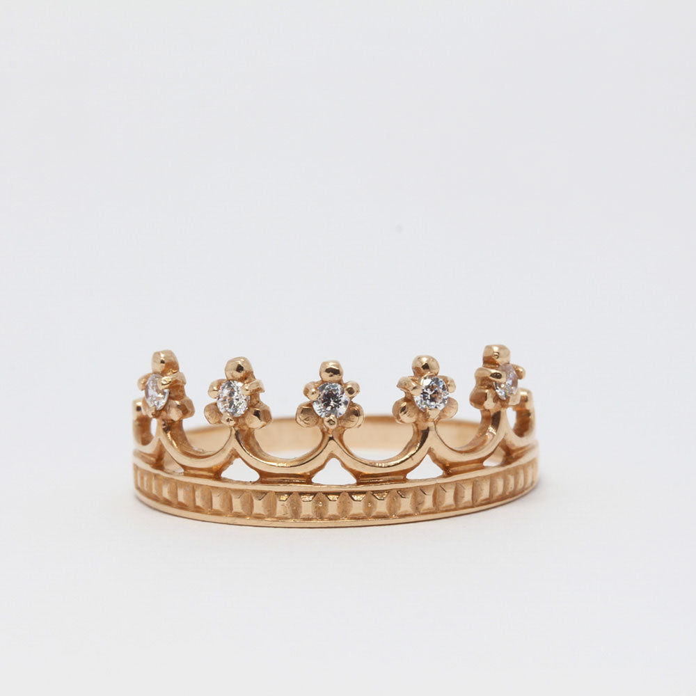Золота каблучка з фіанітами Корона, Кольцо в форме короны с фианитами