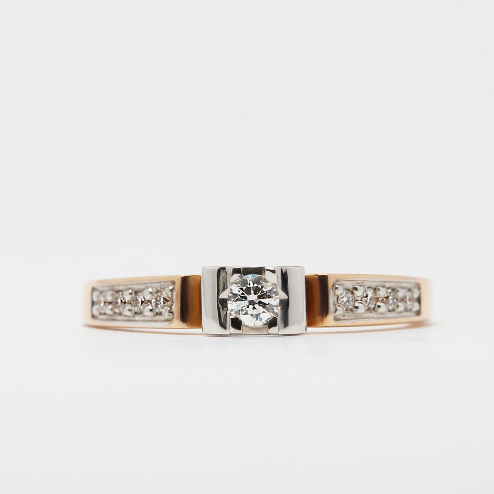 Комбінована золота каблучка з діамантами, Бриллиантовое кольцо из красного и белого золота, золотое кольцо на помолвку с бриллиантами