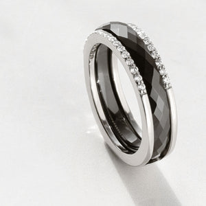 Срібна каблучка з керамікою та фіанітами (трансформер), Серебряное кольцо с керамикой и фианитами (трансформер)