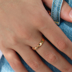 Золота каблучка "Соти", Красивое золотое кольцо геометрической формы "соты" без вставок