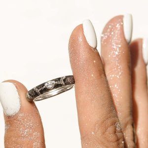 Срібна каблучка з емаллю та фіанітом, Серебряное кольцо с эмалью и фианитом